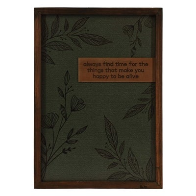 Large Framed Dark Green Leaf Stem Sign