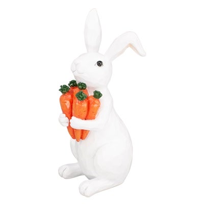 White Resin Bunny w/Carrots
