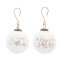 White Let It Snow or Merry Christmas Ornament