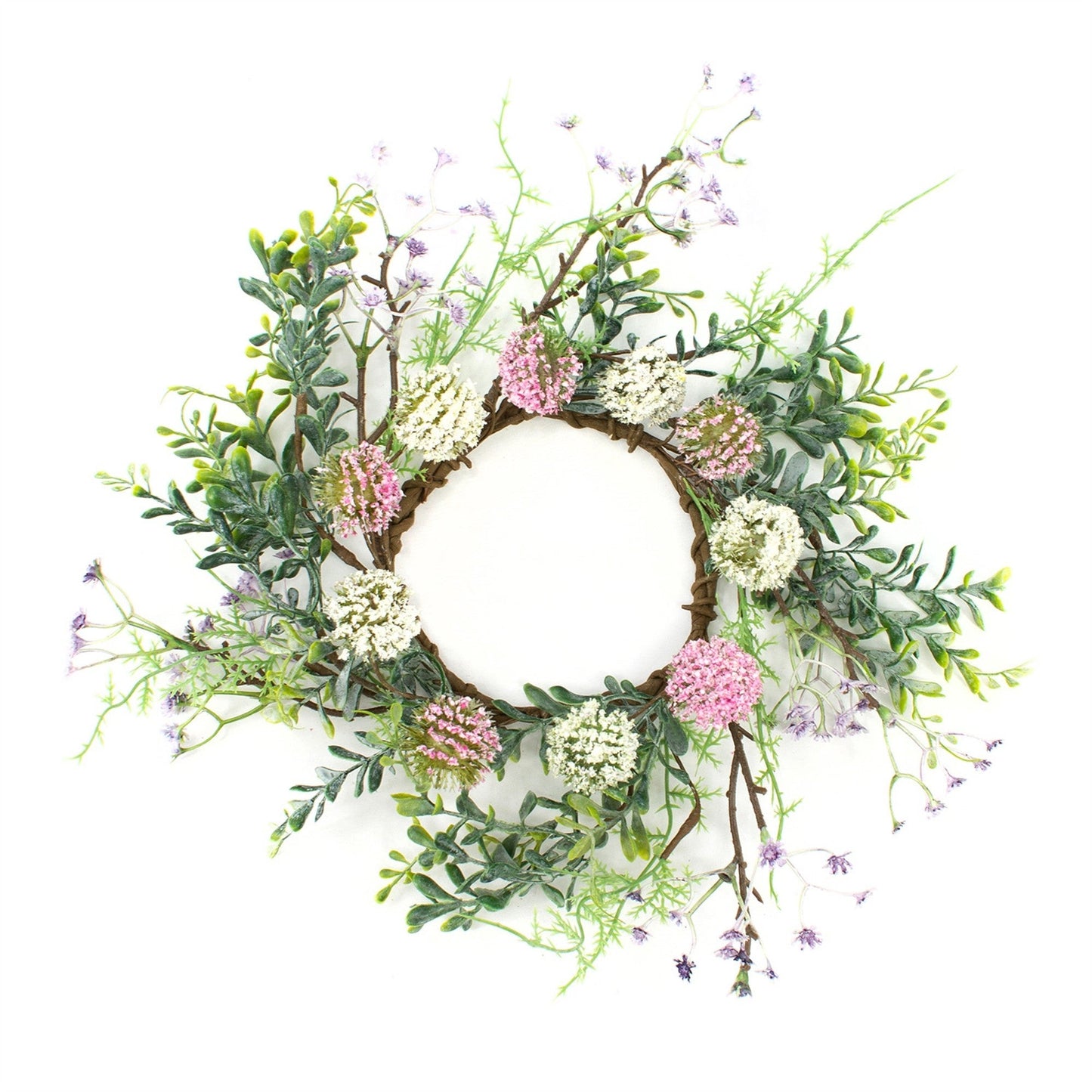 Pink and White Ball Flower Candle Ring