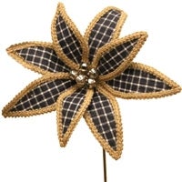 Large Blue Check & Burlap Poinsettia