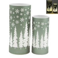Green Tree Lighted Glass Jars