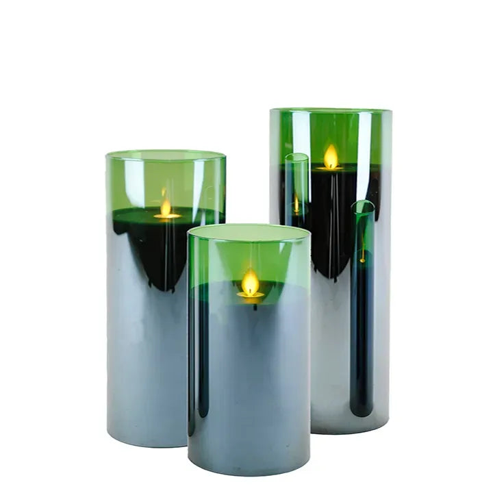 3" LED glass Candle Set of 3