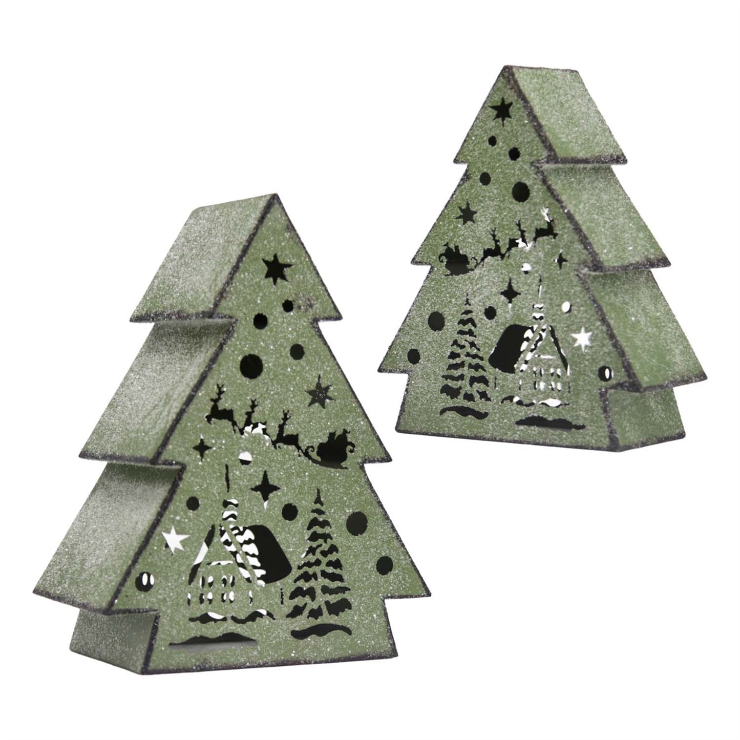 Green Metal Cutout Tree Box