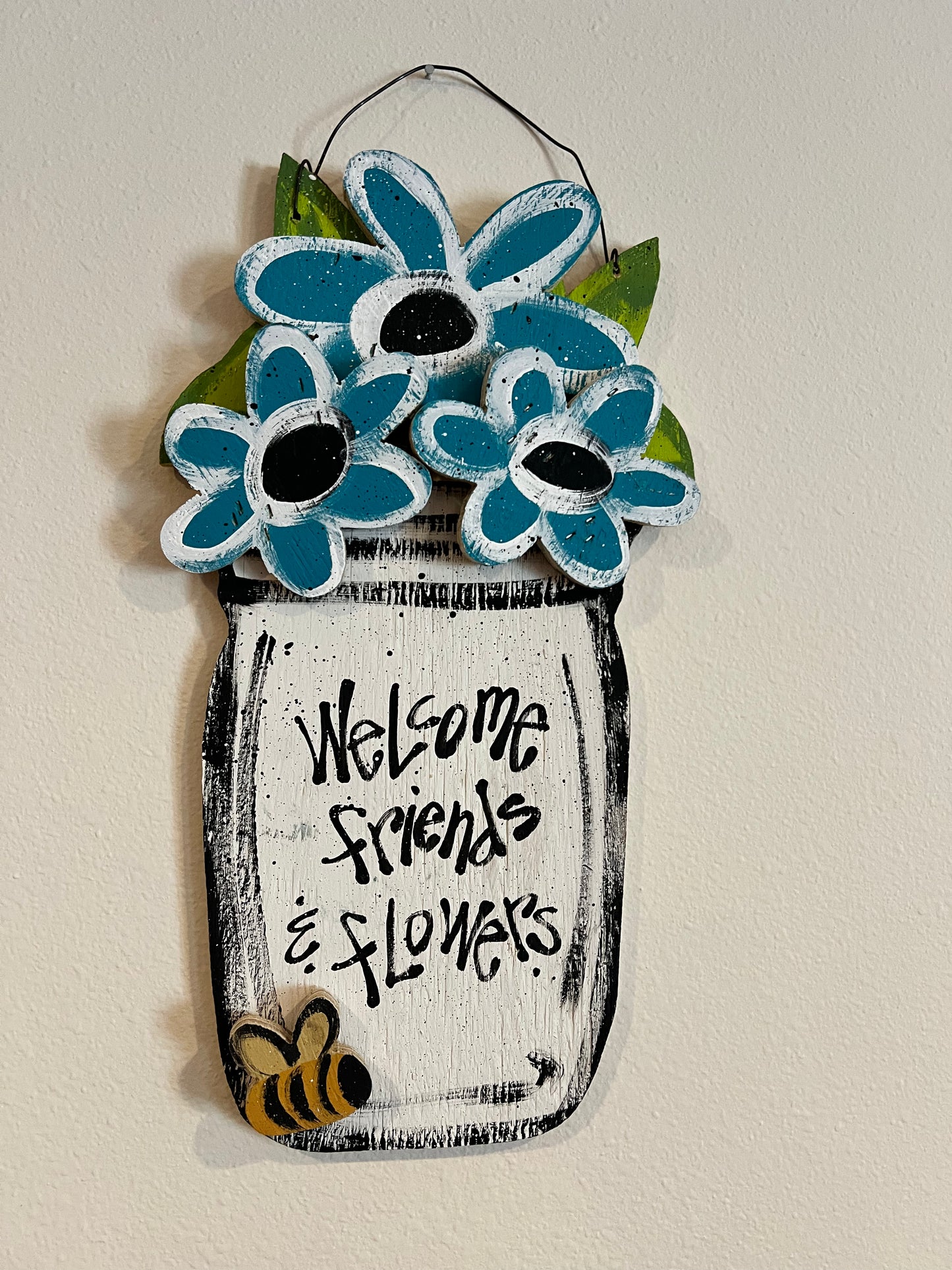 Wooden Daisy Mason Jar hanger