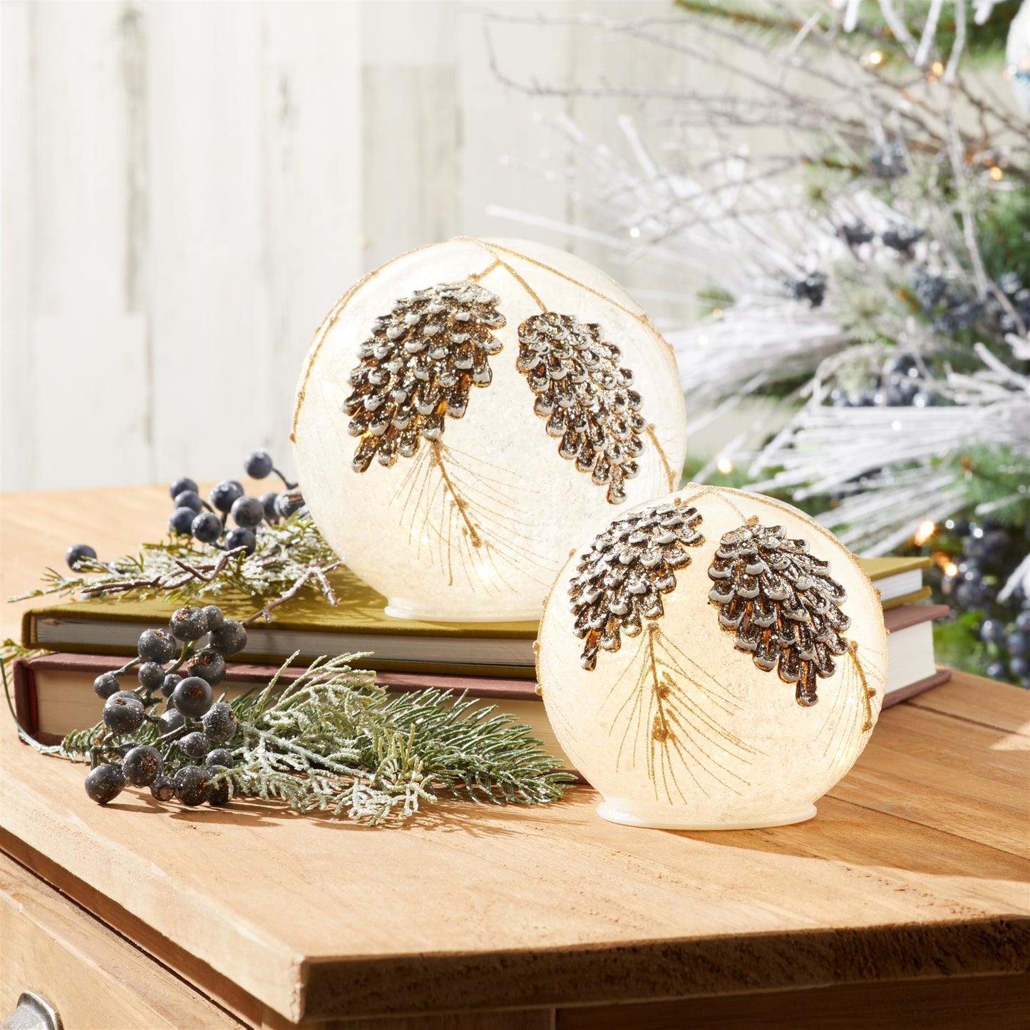 LED Globe w/Pine Cone