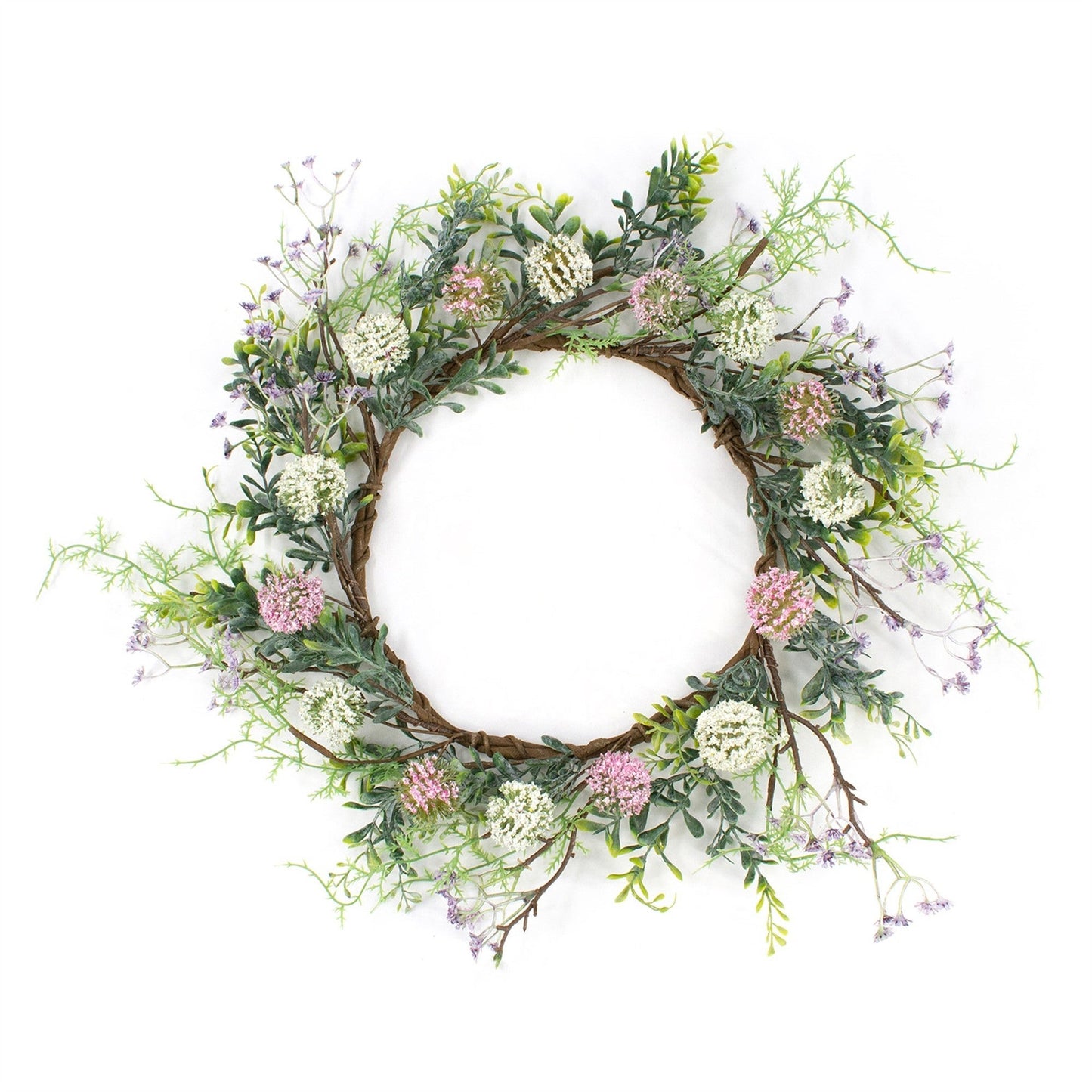Pink and White Ball Flower Wreath