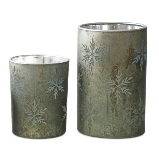 Green Snowflake Candle holder