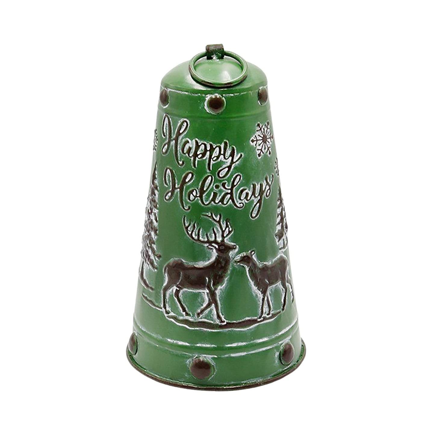 Green Merry Christmas Reindeer Bell