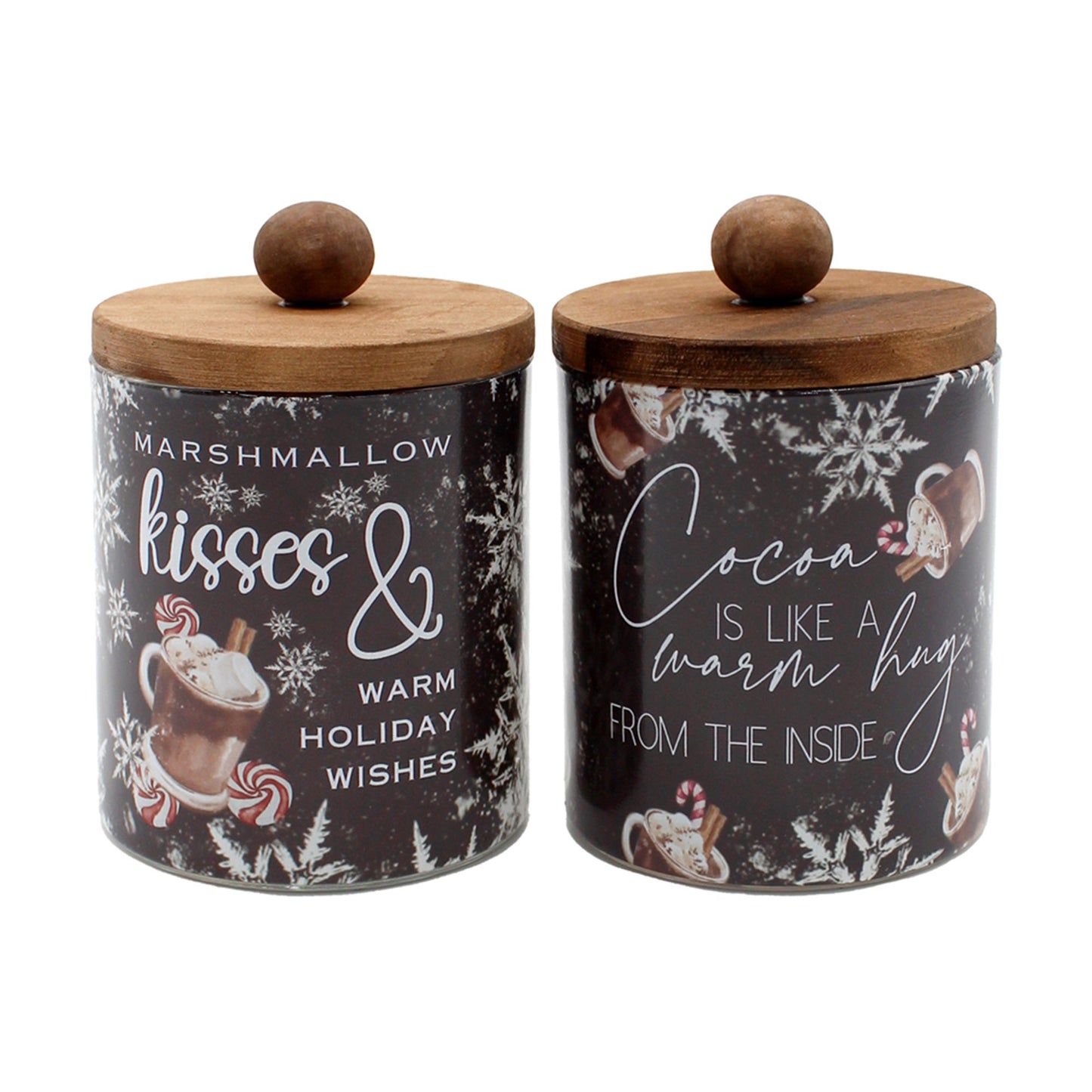 Hot Cocoa Glass Jars w/Wood Lid