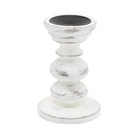 White Wood Tall Pillar Holder