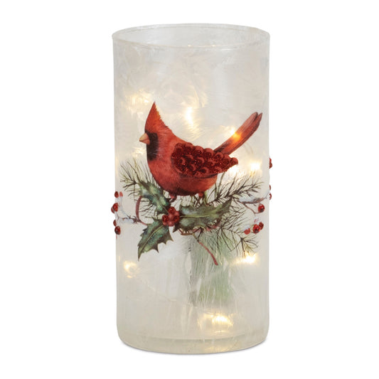 Cardinal Frosted Candle Holder