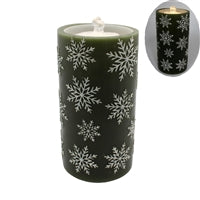 Large Green & Snowflake LED Water Fountain Candle