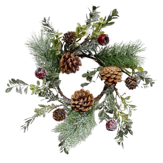 Pinecone and Red Crabapple Candle Ring