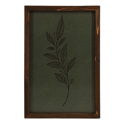 Small Framed Dark Green Leaf Stem Sign