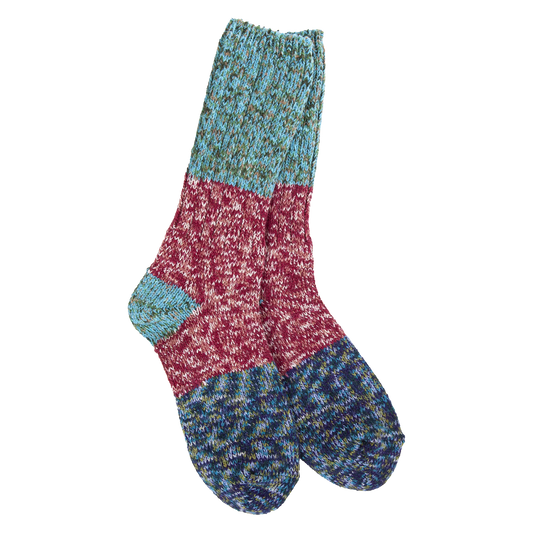 World's Softest Weekend Ragg Crew OS Cranberry CB Multi