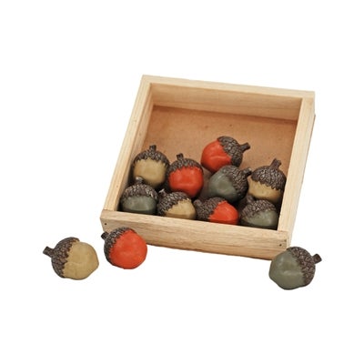 GREEN AND ORANGE RESIN ACORNS