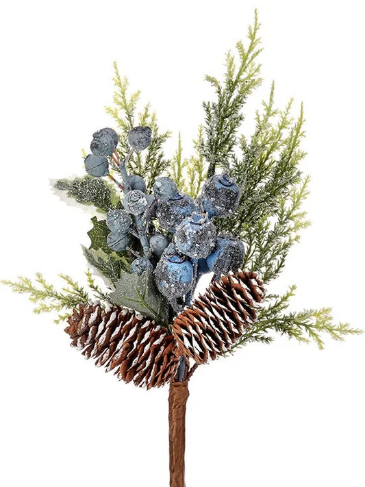 Blue Berry Cedar Cone Pick