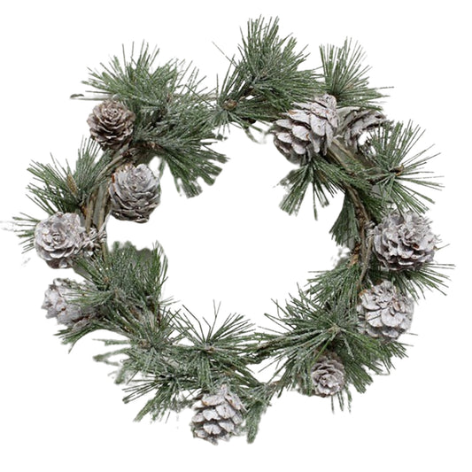Pine and Silver Pinecone Candle Ring