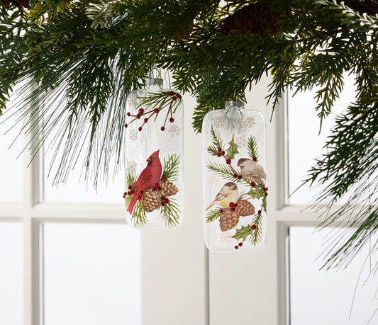 Cardinal and Chickadee Ornament