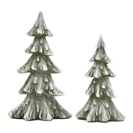 Dark Green Flocked Resin Trees
