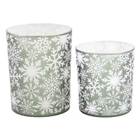 Green Snowflake glass jar