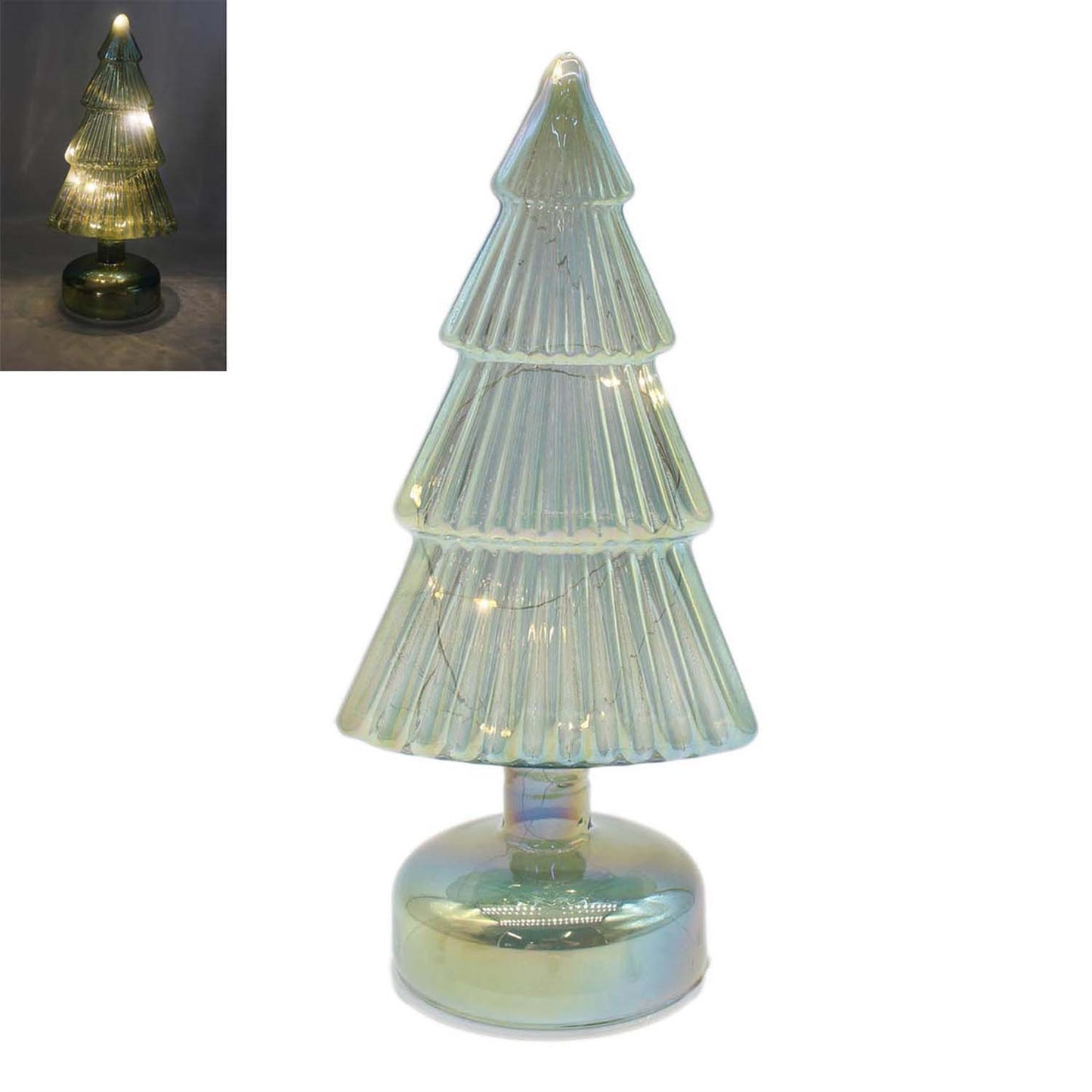 Lighted light Green Glass Tree