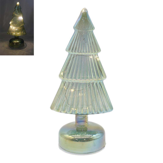 Lighted light Green Glass Tree