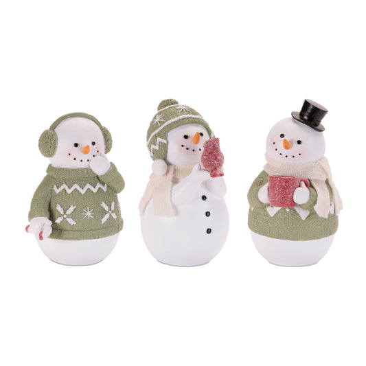 Green cozy snowman