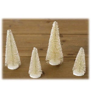 Snowy Bottle Brush Trees - Set/4