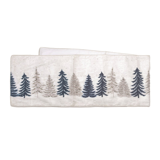Navy and Silver Tree Table Runner