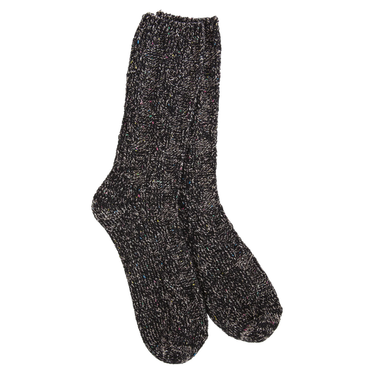 WS Ragg Cable Crew OS Black Confetti