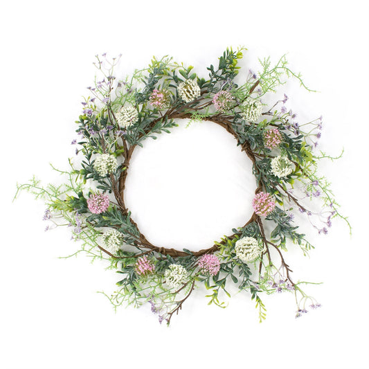 Pink and White Ball Flower Wreath