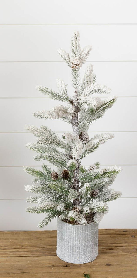 Flocked Pine metal pot 24"