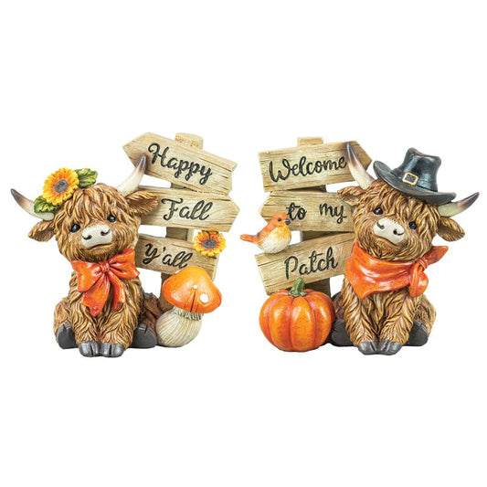 Signpost Harvest Highland Cow