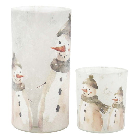 Snowman glass jar