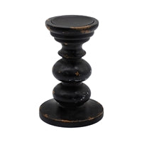 Black Wood Tall Pillar Holder
