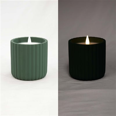 Small Green Ribbed Resin LED Jar Candle