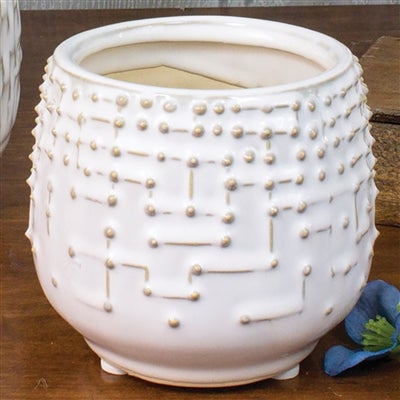 Short White Textured Vase