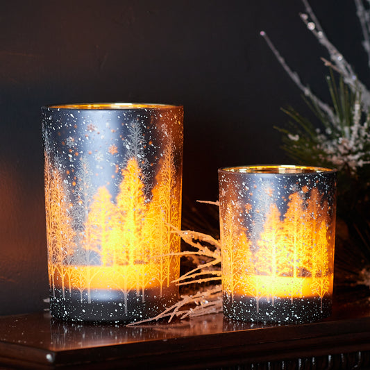 navy Frosted Candle Holder