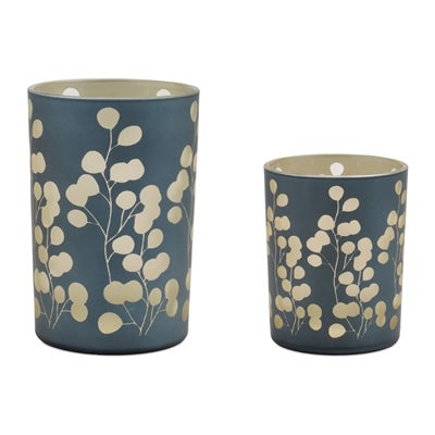 Blue Floral Candle Holder