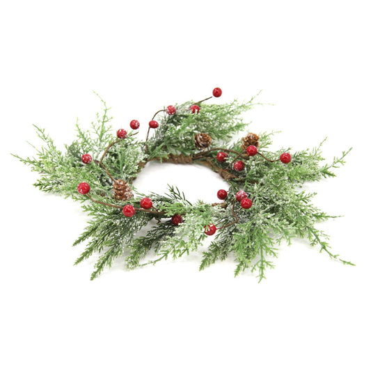 Cedar/Burgundy Berry Candle Ring