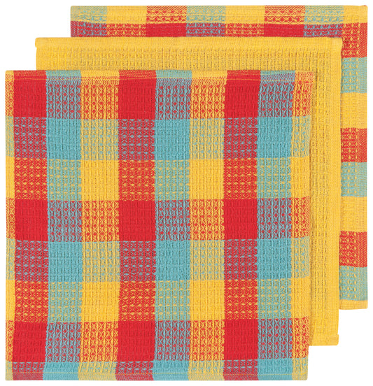 Check Lemon Yellow Dishcloths Set of 3