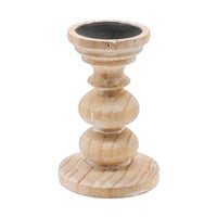Natural Wood Tall Pillar Holder